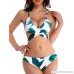 OGNEE Fashion Two Piece Swimsuit Women's Floral Printing Cross Padding Bikini Set Green Leaves B07D7SPBSR